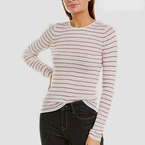 Vince Ribbed Stripe Wool Crew Neck Sweater
